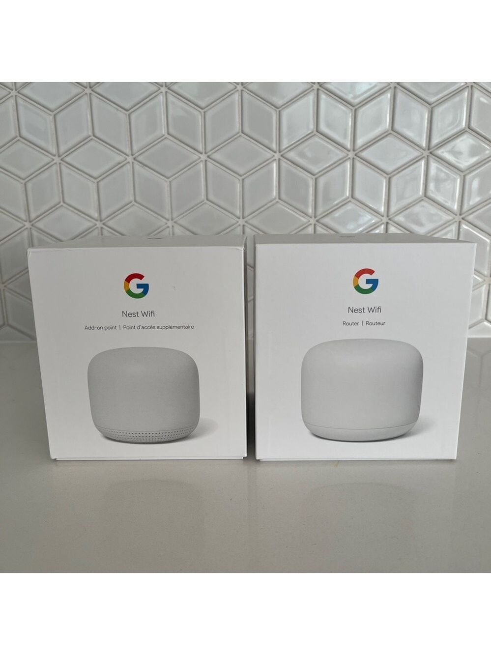 GOOGLE Nest Wifi Dual Band Router and Google Nest Wifi Add-On Point Original Box